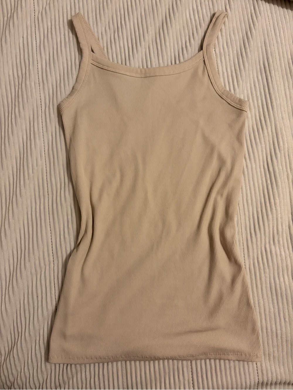 No Boundaries Ribbed Slim Tank Top - Beige